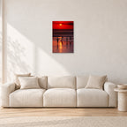 Indonesian Sunset Kids by Peter Crawford — 40 × 60 cm, aluminium-mounted resin print, shown in a light minimalist living room.