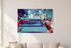 Japan City Lights by Peter Crawford — 120 × 80 cm, aluminium-mounted resin print, shown in a light minimalist living room.