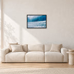 Joey Buran, Pipe Masters 1984 by Peter Crawford — 60 × 40 cm, black frame, shown in a light minimalist living room.
