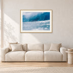 Joey Buran, Pipe Masters 1984 by Peter Crawford — 90 × 60 cm, hayseed frame with white mat, shown in a light minimalist living room.