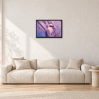 Kookaburra, 1975 by Peter Crawford — 60 × 40 cm, black frame, shown in a light minimalist living room.