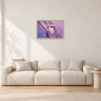 Kookaburra, 1975 by Peter Crawford — 60 × 40 cm, hayseed frame, shown in a light minimalist living room.