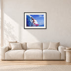 Louis Ferreira, 1978 by Peter Crawford — 60 × 40 cm, black frame with white mat, shown in a light minimalist living room.