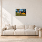 Mark Richards Hawaiian Quiver, North Shore 1976 by Peter Crawford — 60 × 40 cm, aluminium-mounted resin print, shown in a light minimalist living room.
