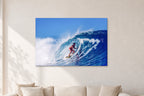Marvin Foster, Pipeline 1987 by Peter Crawford — 120 × 80 cm, aluminium-mounted resin print, shown in a light minimalist living room.