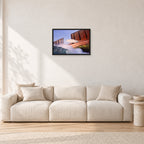 Dave Smith, Bali 1999 by Peter Crawford — 60 × 40 cm, black frame, shown in a light minimalist living room.