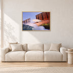 Dave Smith, Bali 1999 by Peter Crawford — 90 × 60 cm, hayseed frame, shown in a light minimalist living room.