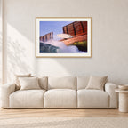 Dave Smith, Bali 1999 by Peter Crawford — 90 × 60 cm, hayseed frame with white mat, shown in a light minimalist living room.