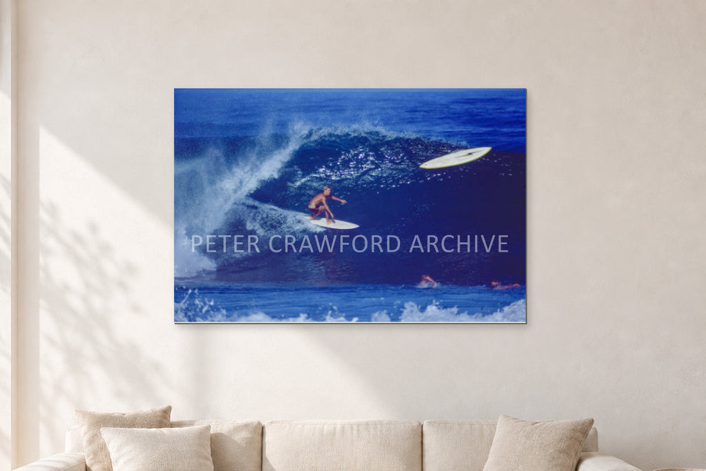 Mystery Bolt, 1989 by Peter Crawford — 120 × 80 cm, aluminium-mounted resin print, shown in a light minimalist living room.