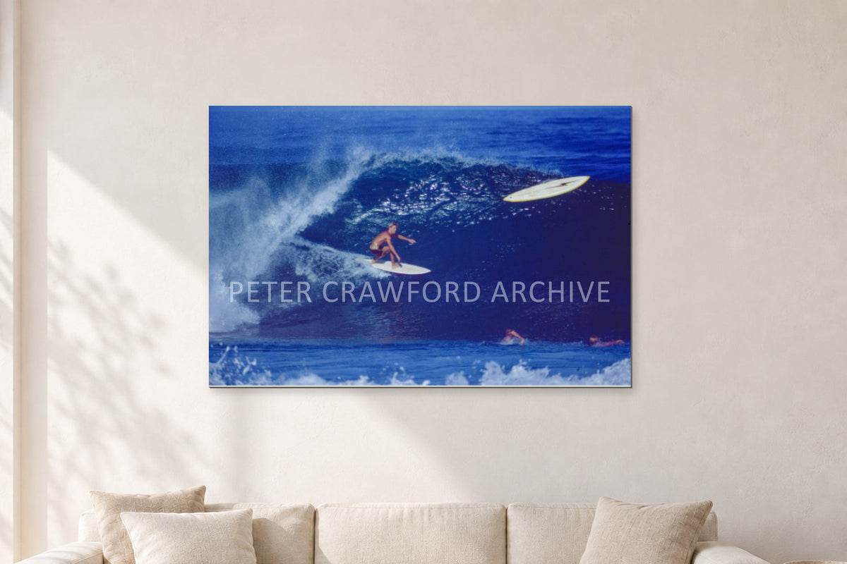 Mystery Bolt, 1989 by Peter Crawford — 120 × 80 cm, aluminium-mounted resin print, shown in a light minimalist living room.
