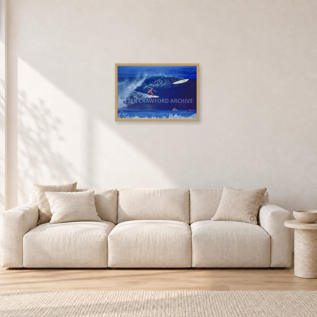 Mystery Bolt, 1989 by Peter Crawford — 60 × 40 cm, hayseed frame, shown in a light minimalist living room.
