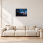 North Shore Tree House, 1978 by Peter Crawford — 60 × 40 cm, black frame, shown in a light minimalist living room.