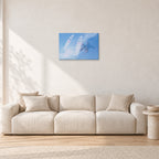 Occy Double Exposure, 1984 by Peter Crawford — 60 × 40 cm, aluminium-mounted resin print, shown in a light minimalist living room.