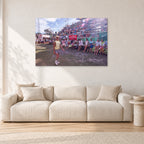 Occy, Duranbah by Peter Crawford — 120 × 80 cm, aluminium-mounted resin print, shown in a light minimalist living room.