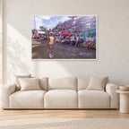 Occy, Duranbah by Peter Crawford — 120 × 80 cm, white frame, shown in a light minimalist living room.