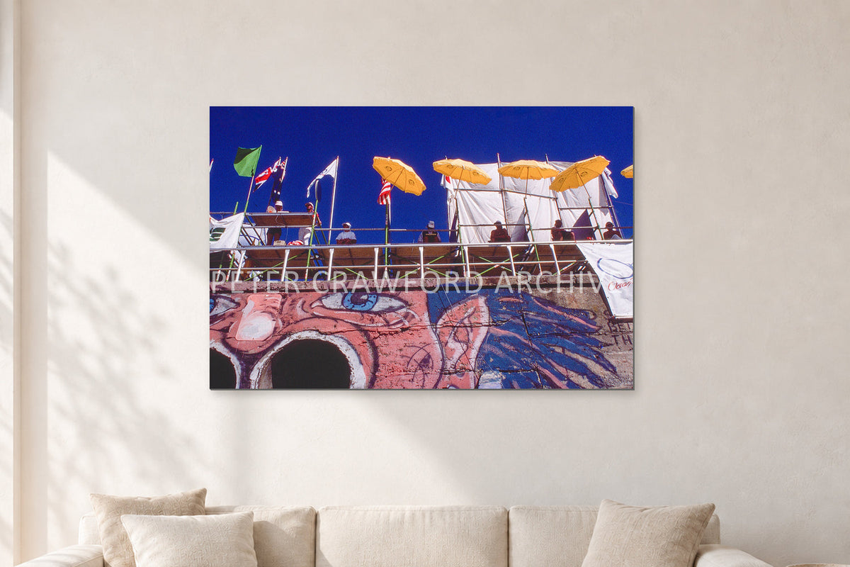 OP Bondi 87 OnTheNose by Peter Crawford — 120 × 80 cm, aluminium-mounted resin print, shown in a light minimalist living room.