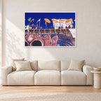 OP Bondi 87 OnTheNose by Peter Crawford — 120 × 80 cm, white frame, shown in a light minimalist living room.