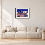 OP Bondi 87 OnTheNose by Peter Crawford — 60 × 40 cm, black frame with white mat, shown in a light minimalist living room.