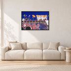 OP Bondi 87 OnTheNose by Peter Crawford — 90 × 60 cm, black frame, shown in a light minimalist living room.