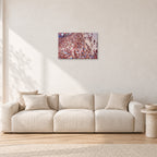 Op Pro Crowd 85 by Peter Crawford — 60 × 40 cm, aluminium-mounted resin print, shown in a light minimalist living room.