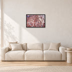 Op Pro Crowd 85 by Peter Crawford — 60 × 40 cm, black frame, shown in a light minimalist living room.
