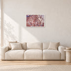 Op Pro Crowd 85 by Peter Crawford — 60 × 40 cm, white frame, shown in a light minimalist living room.