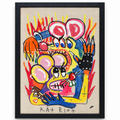 Ozzie Wright - RAT RIOT, standalone view of the oil-stick artwork in its black frame