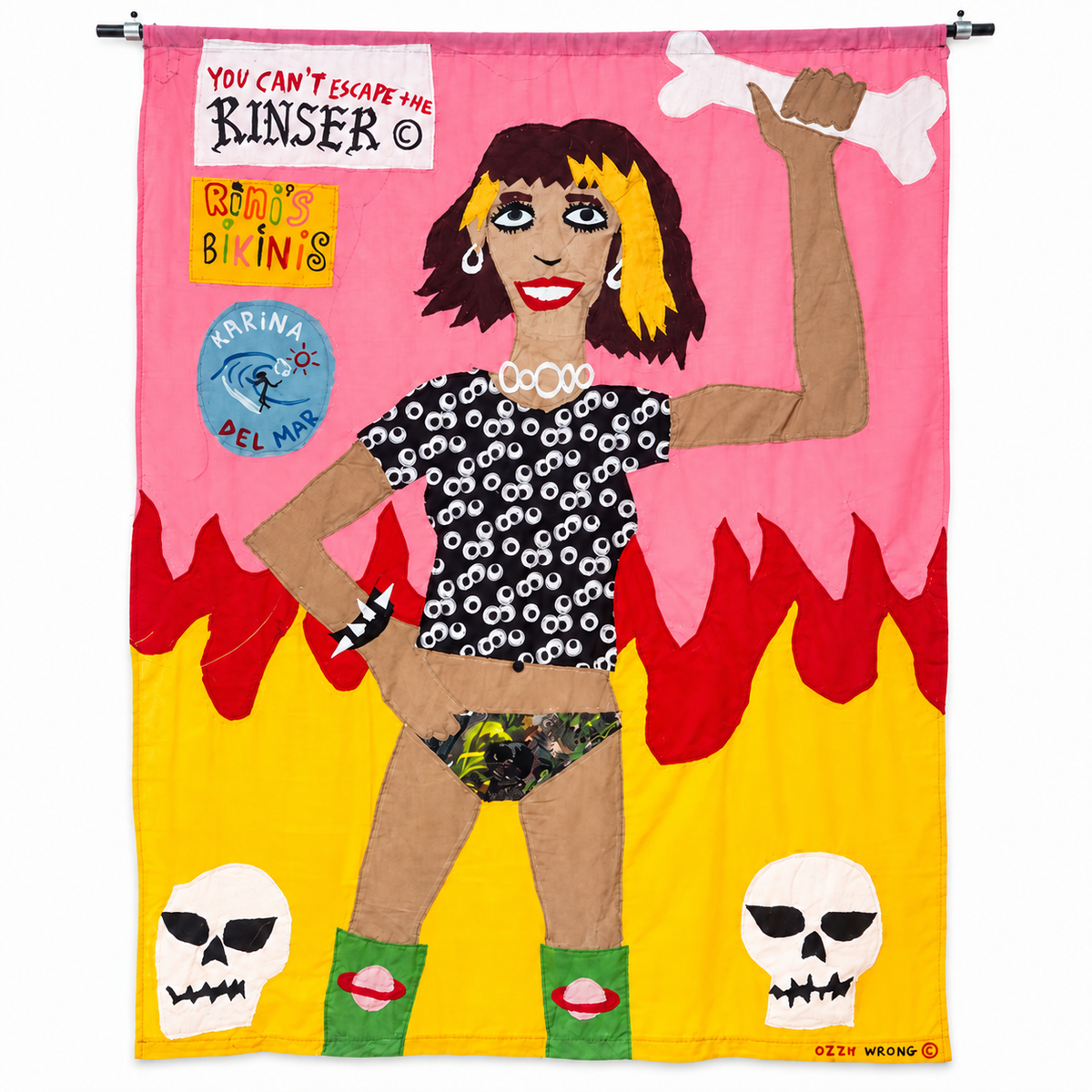 Ozzie Wright - RINSER, standalone view of the acrylic and stitched fabric artwork
