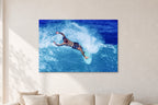 Paul Burnett, Hawaii 1989 by Peter Crawford — 120 × 80 cm, aluminium-mounted resin print, shown in a light minimalist living room.