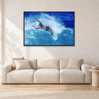Paul Burnett, Hawaii 1989 by Peter Crawford — 120 × 80 cm, black frame, shown in a light minimalist living room.