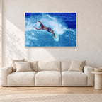 Paul Burnett, Hawaii 1989 by Peter Crawford — 120 × 80 cm, white frame, shown in a light minimalist living room.