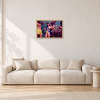 Peter Harris Champ ShowerStubbies 80 by Peter Crawford — 60 × 40 cm, hayseed frame, shown in a light minimalist living room.