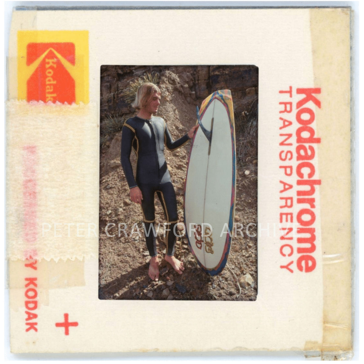 Peter Crawford with his Crozier flextail kneeboard at Little Avalon. Peter Crawford Archive.