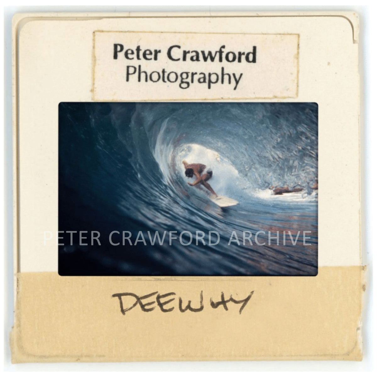 An early view from inside a Dee Why barrel, photographed in 1976. Peter Crawford Archive.
