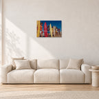 Pipe 76 Rory Russell Mike Armstrong Paul Naude by Peter Crawford — 60 × 40 cm, aluminium-mounted resin print, shown in a light minimalist living room.