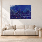 Pipe Final Crowd by Peter Crawford — 120 × 80 cm, white frame, shown in a light minimalist living room.