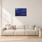 Pipe Final Crowd by Peter Crawford — 60 × 40 cm, black frame, shown in a light minimalist living room.