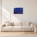 Pipe Final Crowd by Peter Crawford — 60 × 40 cm, white frame, shown in a light minimalist living room.