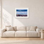 Pipe Masters, Pipeline 1988 by Peter Crawford — 60 × 40 cm, white frame with white mat, shown in a light minimalist living room.