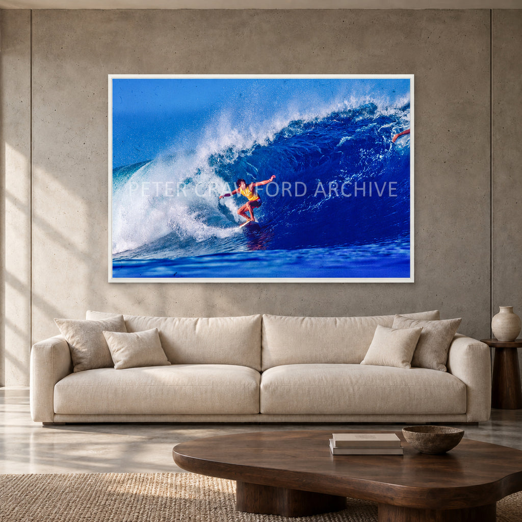 Mark Richards — 152 × 102 cm, white full frame, shown in a contemporary concrete-wall living room.