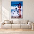 Shirley Jones, Pipeline 1982 by Peter Crawford — 80 × 120 cm, aluminium-mounted resin print, shown in a light minimalist living room.