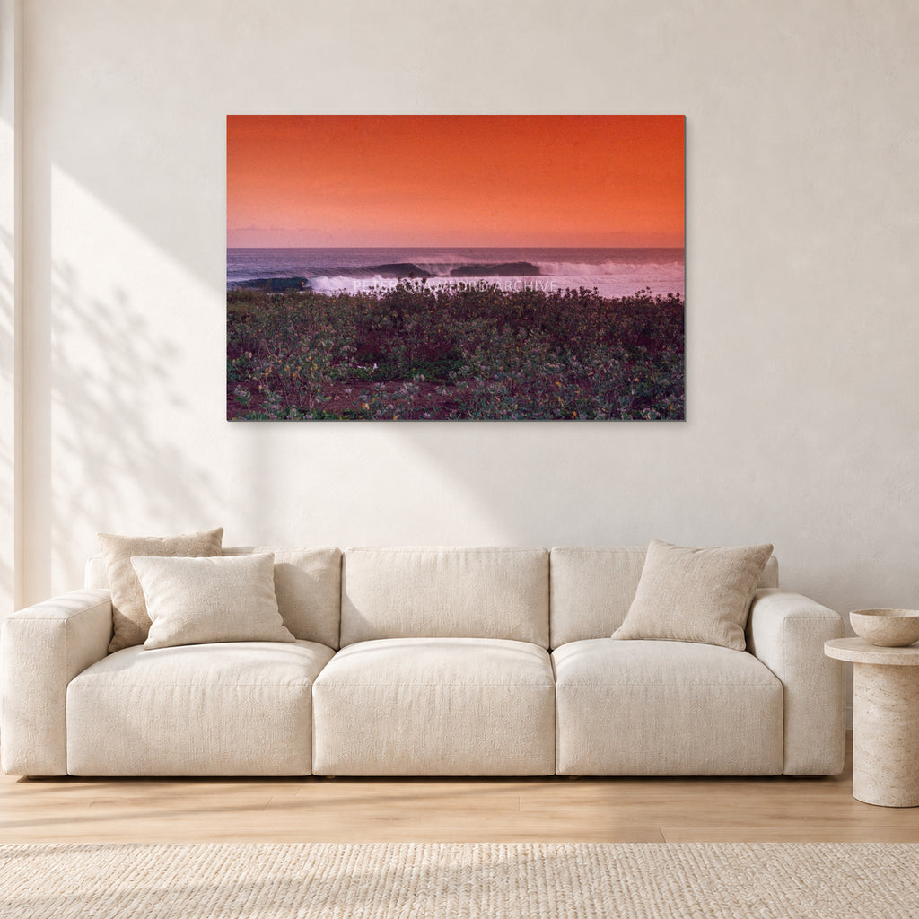 Sumbawa, Indonesia by Peter Crawford — 120 × 80 cm, aluminium-mounted resin print, shown in a light minimalist living room.