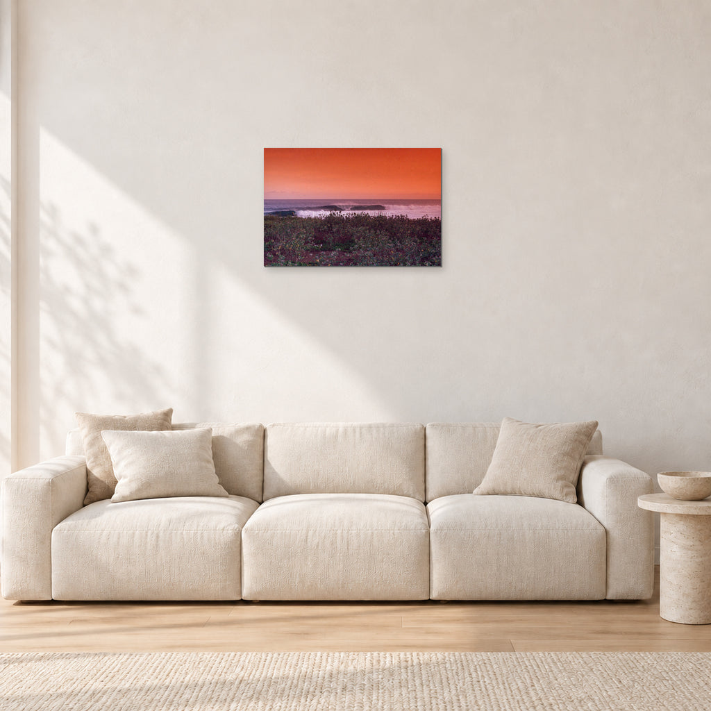 Sumbawa, Indonesia by Peter Crawford — 60 × 40 cm, aluminium-mounted resin print, shown in a light minimalist living room.