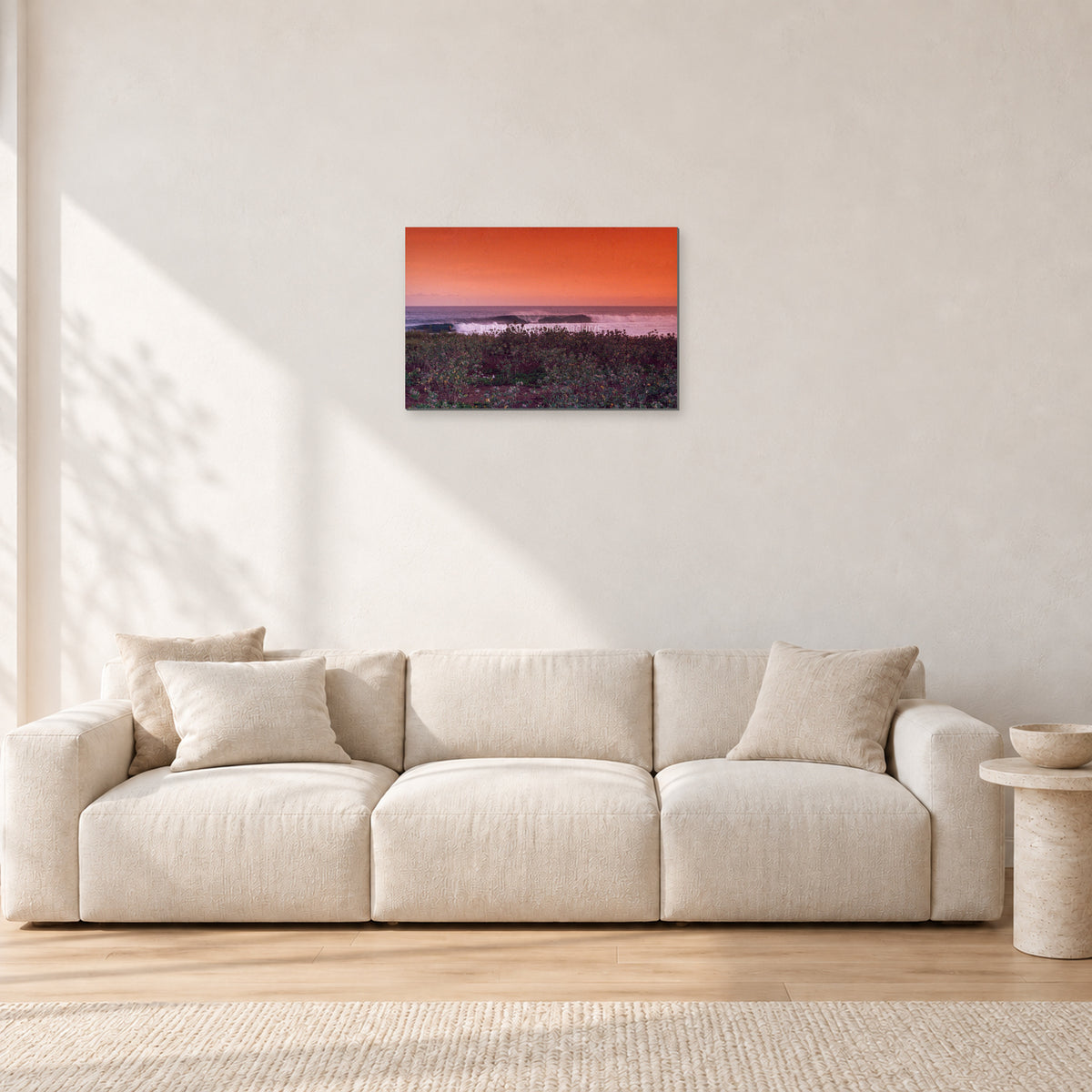 Sumbawa, Indonesia by Peter Crawford — 60 × 40 cm, aluminium-mounted resin print, shown in a light minimalist living room.
