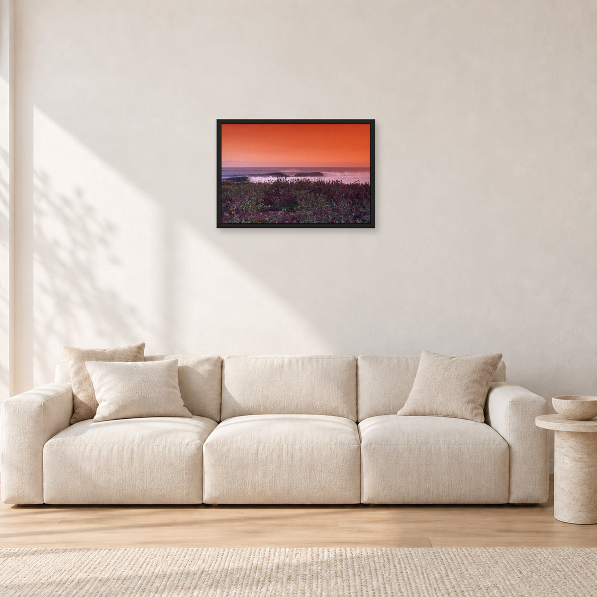 Sumbawa, Indonesia by Peter Crawford — 60 × 40 cm, black frame, shown in a light minimalist living room.
