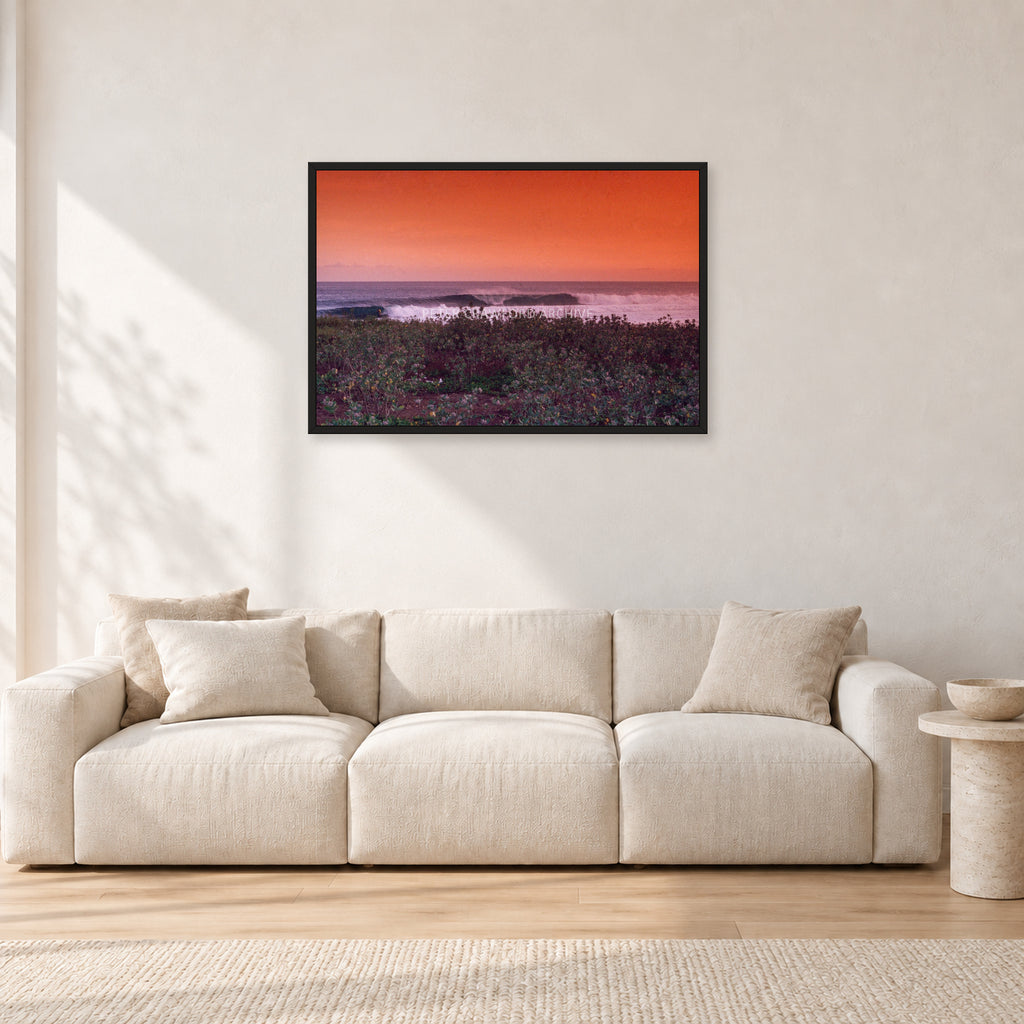 Sumbawa, Indonesia by Peter Crawford — 90 × 60 cm, black frame, shown in a light minimalist living room.