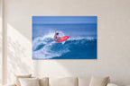 Sunset Beach, Hawaii by Peter Crawford — 120 × 80 cm, aluminium-mounted resin print, shown in a light minimalist living room.