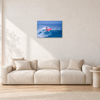 Sunset Beach, Hawaii by Peter Crawford — 60 × 40 cm, aluminium-mounted resin print, shown in a light minimalist living room.