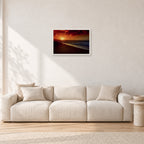 Sunset Favourite by Peter Crawford — 60 × 40 cm, white frame, shown in a light minimalist living room.