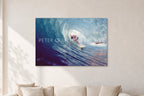 Surf Study 33 by Peter Crawford — 120 × 80 cm, aluminium-mounted resin print, shown in a light minimalist living room.